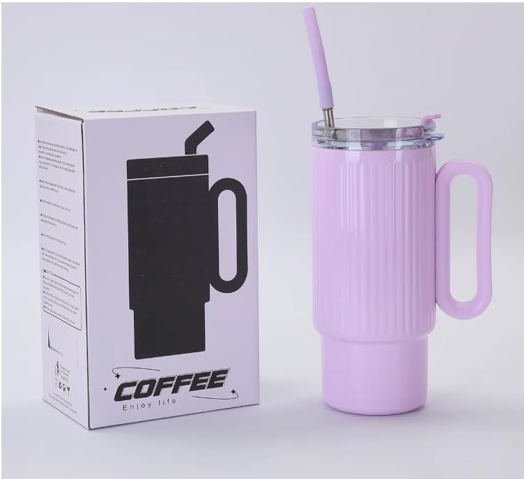 Image of HomeCloud Insulated Coffee Tumbler with Lid - Double Wall Travel Mug for Hot & Cold Drinks, Leak-Proof, Durable, Portable, Stylish Stainless Steel Design (Purple)