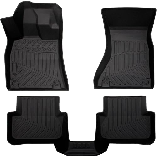 All-Weather TPE Rubber Floor Mats Compatible with 2009 2010 2011 2012 2013 2014 2015 2016 Audi S4 A4, Custom Fit Full Car Carpet Liners Set (Black)