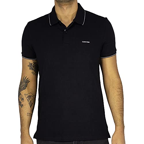 Camisa polo slim básica, Calvin Klein, masculino, Preto, P