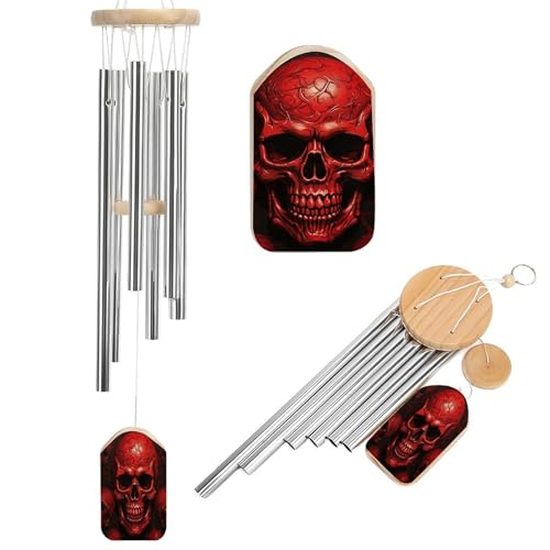 Outdoor Wind Chimes, Red Skulls Printed Wind Chimes,Simple Wind Chimes,Curtain Wind Chimes for Home Decoration
