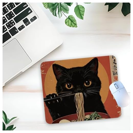 1 Pcs Cute Cat Black Cat Non-Slip Rubber Mouse Pad for Home Office Desk Workspace Laptop Desktop Gifts for Boss Adults Women Men