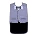 Mens Waterproof Adult Bib, Gray Tuxedo with 3D Bowtie, Frenchie Mini Couture