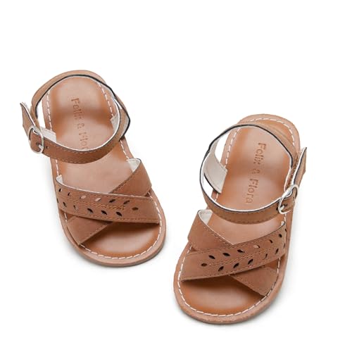 Image of Felix & Flora Toddler Girl Sandals - Little Girl Easter Dress Shoes Lightweight Open Toe Beach Holiday Flats