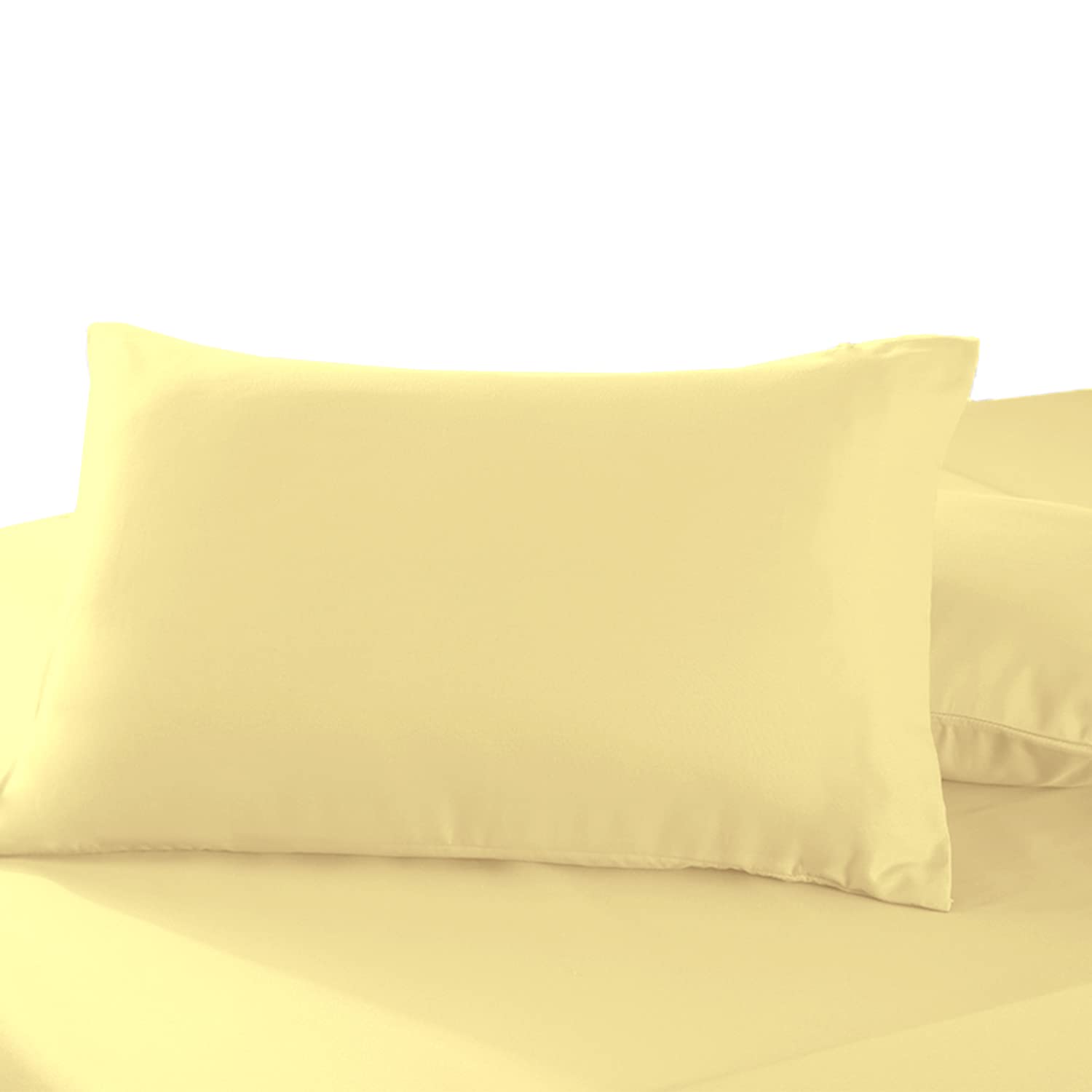 Pizuna Pure Combed Cotton Pillow Case 48 x 74 cm Mellow Yellow, 400 Thread Count Soft Luxurious 100% Long Staple Cotton Sateen Weave Pillow Cover (Cooling Pillowcase Mellow Yellow- 2 PC)