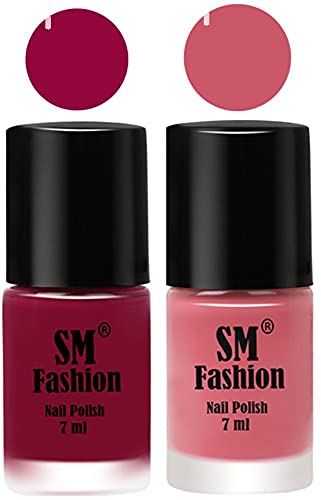 Image of Long Lasting Nail Polish | Nail Paint Combo 7 ml Each) - Set of 2 Cherry Blossom-Nude Pink