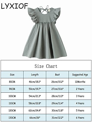 Lyxiof USZH14-909818-GREEN-90CM Toddler Baby Girl Cotton Linen Dress Ruffle Sleeve Halter Sleeveless Kids Casual Beach Dresses Green 90Cm thumb #6
