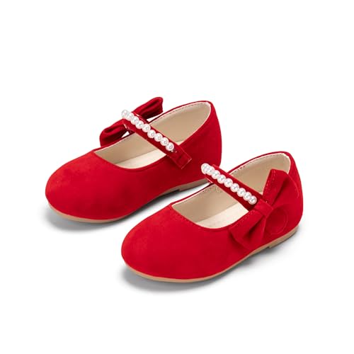 Image of PHIRAMIN Toddler Flower Girl Glitter Dress Shoes Little Girl Ballet Flats Bow Wedding Party