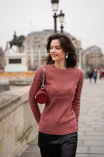 Image of v28 Women Crew Neck Knit Stretchable Elasticity Long Sleeve Sweater Jumper Pullover