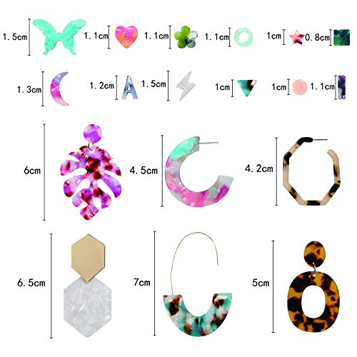 Acrylic Earrings For Women, Funtopia 30 Pairs Trendy Tortoise Shell Earrings, Big Resin Hoop Stud Drop Dangle Statement Earrings Fashion Jewelry For Birthday Party Christmas #TOP4
