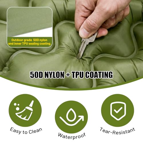 PHYSEN Wasserdicht Isomatte Aufblasbare mit Fußpumpe – Self Inflating Mattress 196x70x10 cm Luftmatratze für Camping, Strand & Outdoor – Schnellaufblasbar, Wasserdicht & Kompakt 5