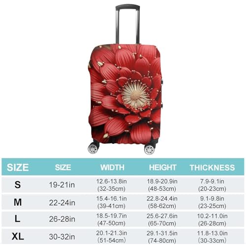 Red Gold Flower Luggage Cover, Washable Elastic Suitcase Cover Protector Fit 18-32 Inch Luggage2