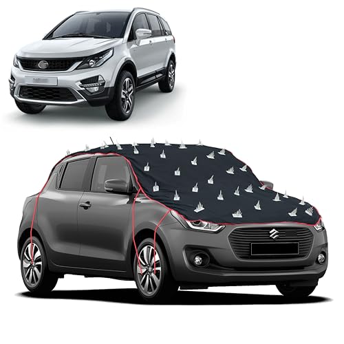 Image of Dog Protection Spike Car Cover for Tata Hexa Bonnet to Roof Easy Installation with 4 Elastic Hook Strap | Anti-Scratch Soft Cotton Inner | Complete Protection from Street Dogs & Monkeys