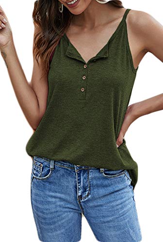 Hount Women's Casual Flowy Tank Tops Loose Fit Sleeveless Tops Beach Boho Cami Shirts Blouses (Small, Army Green)