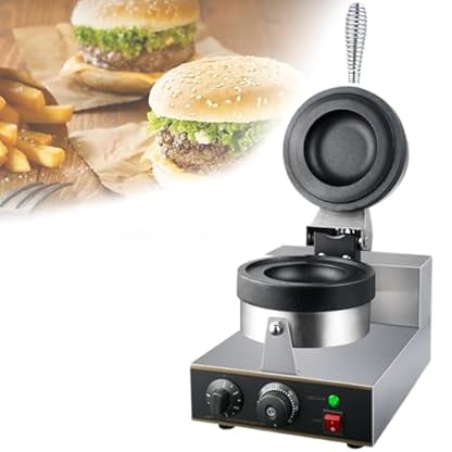 Elektrisch Hamburgerpresse Burgermaschine, kommerzielle elektrische Maschine, elektrische Maschine, Schinkenpresse, antihaftbeschichteter Edelstahl, Eiscreme-Bäcker, Einzelkopf, 1300 W