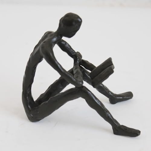 Bronze Statue Abstract Sculpture - Person Reading A Book - Home Decor For Shelves Decorations Items For Metal Bookshelf Table Top, Industrial Shelf Bookcase - Knick Knacks Office Library Decor Accents #TOP14
