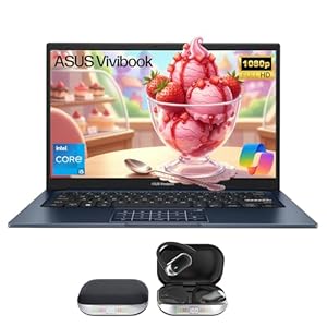 ASUS Vivobook 14" FHD Laptop, Intel Core i5-1334U, 16GB RAM 512GB SSD, NumberPad, Long Battery Life, Private Webcam, Student Business Laptop Bundle, Windows 11 Pro, Quiet Blue