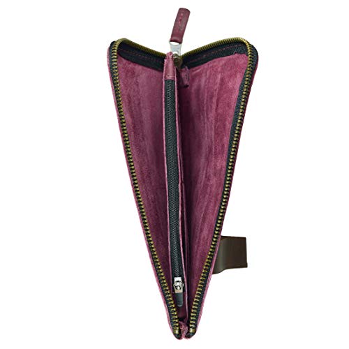 Hide & Drink, Long Zippered Wallet Handmade from Full Grain Leather (Sangria)4