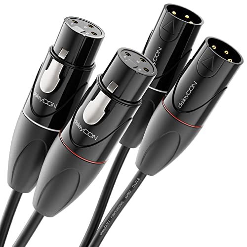 deleyCON 2m Câble Audio XLR - Qualité Studio - En Cuivre OFC Pur (AWG24) - Câble pour Microphone avec Protection EMI et RFI - Avec Verrouillage en Métal et Contacts Plaqués Or - 3 Pôles DMX
