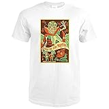 Dia de Los Muertos (Day of The Dead), Lucha Libre del Fuego 71255 (Premium White T-Shirt X-Large)