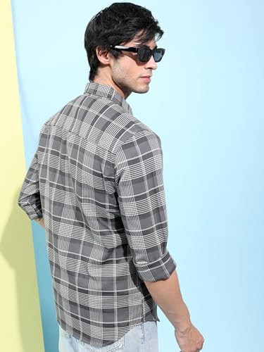 Image of Highlander Men's Slim Fit Checks Shirt | Long Sleeves | Regular Collar | Casual Shirts for Men