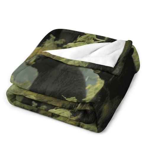 Couverture micro polaire ours noirs 127x152 cm légère pour lit et canapé - 5