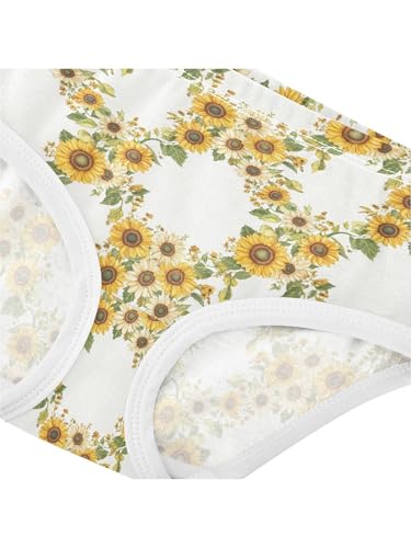 ZZKKO Yellow Sunflower Wreath Girls Underwear Toddler Panties for Girls Comfort Brief Size 2-8T4