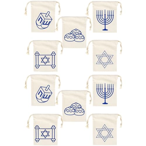 Vepoty ギフトバッグ 巾着袋 巾着バッグ ハヌカ 再利用可能 アクセサリーポーチ パーティー ギフト用 10個