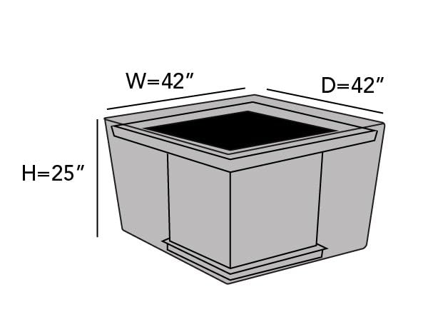 Covermates Square Firepit Cover - Premium Polyester, Weather Resistant, Drawcord Hem, Fire Pit Covers, Square 42W x 42D x 25H, Stone
