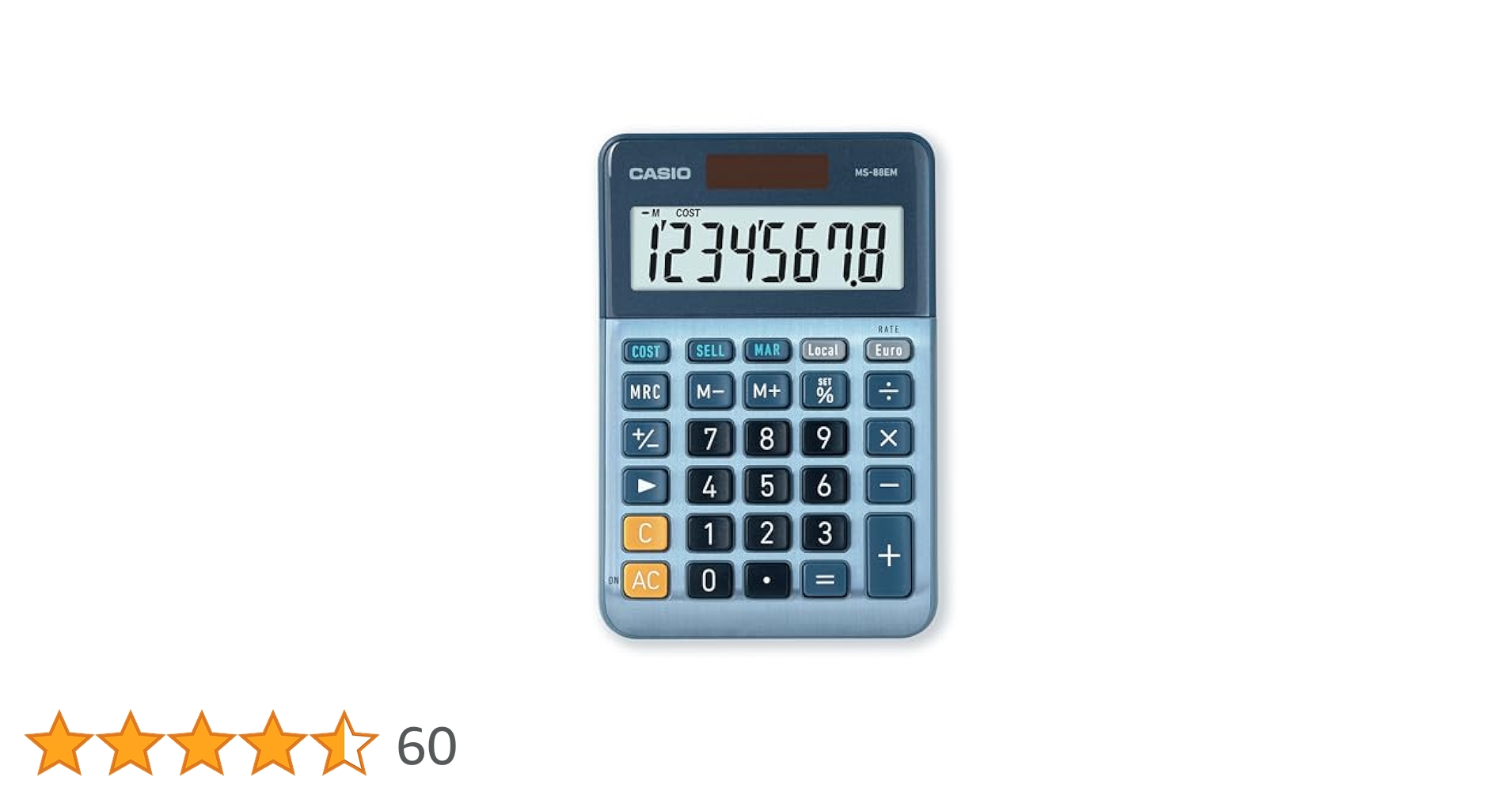 Calcolatrice Da Tavolo Casio MS-8E - 8 Cifre, Conversione Valute, Alimentazione Solare E A Batteria