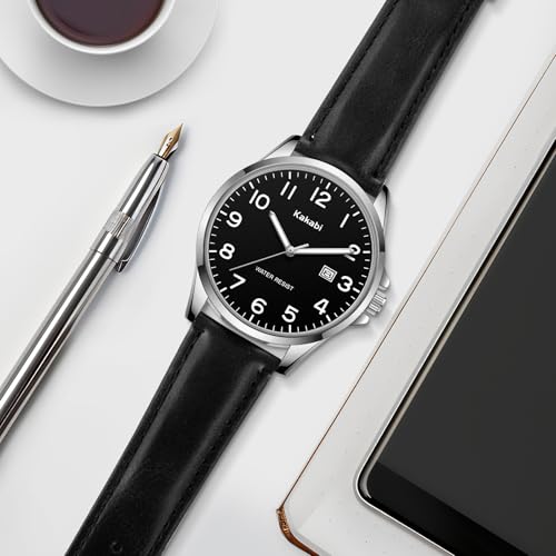 Watch for Men, Fashion Minimalist Wrist Watch Waterproof Quartz Analog Date with Leather Strap - Image 5