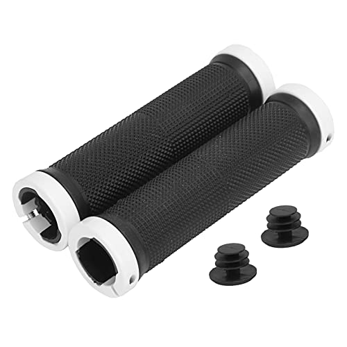 1 Pair Bikes Handlebar Grips, 5x0 9x1 3in Bikes Hand Bar End Grips, Lightweight and Avoid Slide Mountain Bikes Handle Bar Grips with Plug, Bikes Grips for All Regular Handlebars(White)