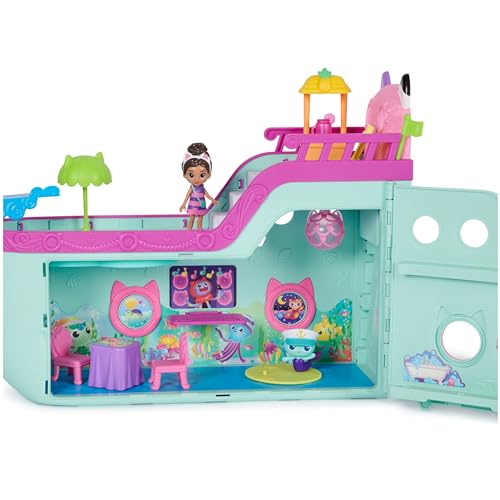 Gabby et la Maison Magique - Gabby Dollhouse - Bateau De Croisière - 2 Figurines Et 16 Accessoires - Effets Lumineux - Dessin Animé Jouet Maison De Poupée - Jouet Enfant 3 Ans Et +