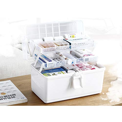 Dittzz Medicijndoos, grote medicijndoos, 3 niveaus, EHBO-koffer, multifunctionele opbergdoos met draaggreep, 34 x 28 x… - Image 4