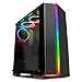 GameMax Starlight Mid-Tower RGB, obudowa do gier PC, ATX, 3 x 120 mm Halo, podwójny pierścień, tęczowe wentylatory RGB, pełne hartowane szkło boczne, czarne