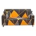 Enhome Extensible Housse de Canapé avec Accoudoirs, 1/2/3/4 Places Géométrie Patchwork Housse de Fauteuil Élastique Revêtement de Canapé Stretch Couvre Couverture de Sofa (Gris Orangé,3 Places)