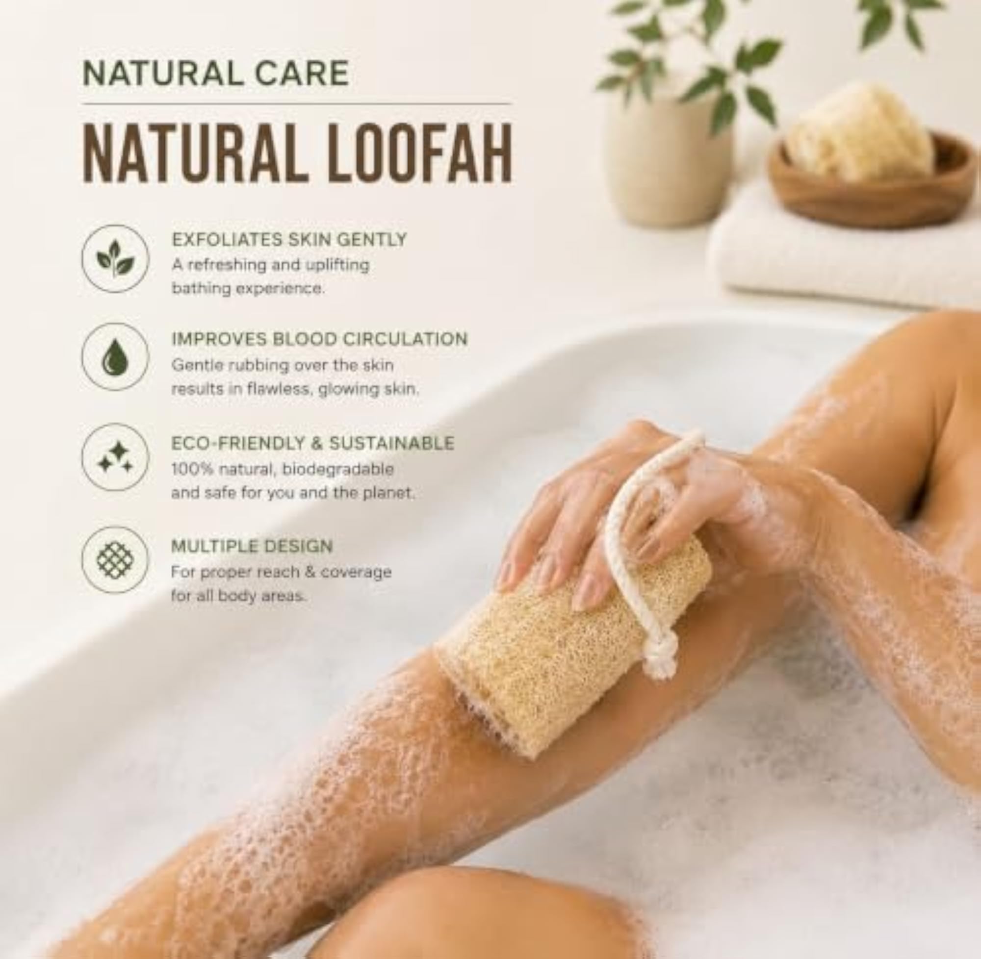 100% Natural Sun Dried Bath Loofah, Body Sponge & Scrubber