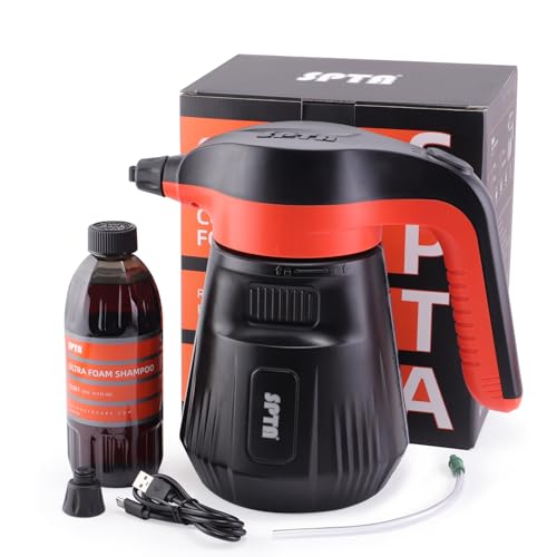 SPTA Pressure Foam Sprayer, 2.25L/76 oz Electric Pressurized Soap Sprayer Car Foam Sprayer, Cordless Pump Sprayer, Car Wash Pressure Washer Foamer with 500ML Shampoo for Detailing
