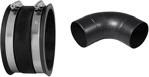 POWERTEC Kit de recolección de polvo con manguito flexible, codo y abrazaderas