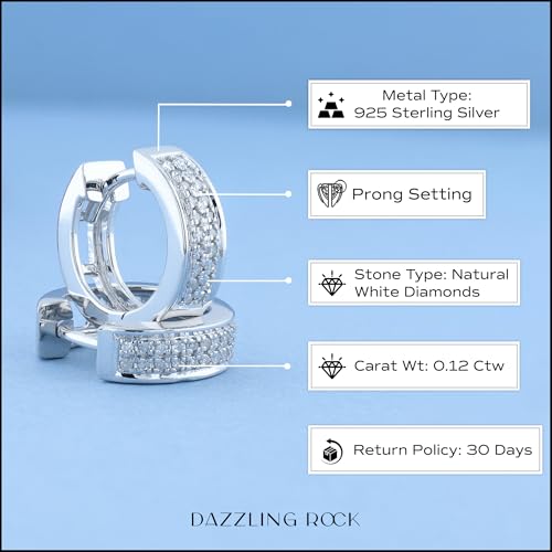 Dazzlingrock Collection Round White Diamond Double Row Unisex Hinged Post Hoop Earrings in 925 Sterling Silver4