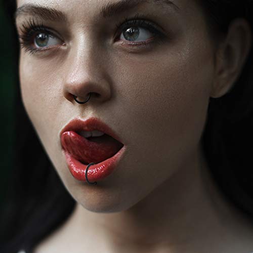 4Pcs 16G 18G 20G Surgical-Steel-Piercing-Ring-Nose-Rings-Hinged-Hoop-Earrings,6mm 8mm 10mm 12mm Seamless Stainless Steel Clicker Eyebrow Septum Piercing Hoop,Sliver Black Gold Rose Gold Rainbow Body Jewelry Set2