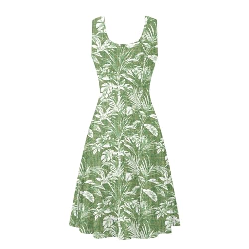 Image of Women Stylish Tank Dresses Sleeveless Round Neck Midi Casual Dress with Pocket for Summer