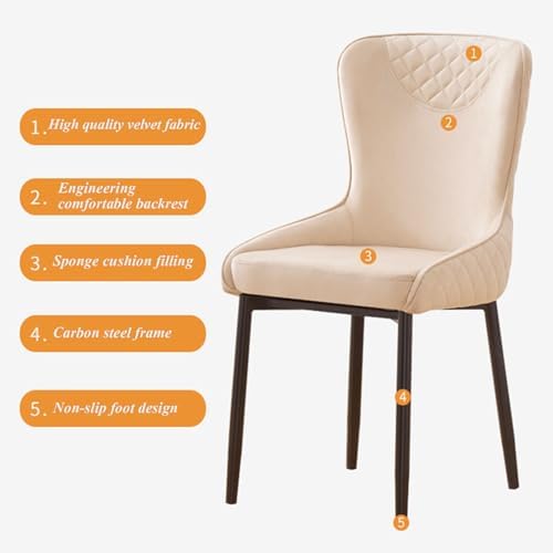 Miniatura 7 de High-End Velvet Dining Chair - Upholstered Tufted Chair with Black Metal Legs for Dining Room, Cafe, Restaurant, and Milk-Tea Shop Lounge with