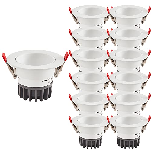 Foco empotrable Redondo de 13 Piezas con ángulo Ajustable de 30°, r de 4 Pulgadas, 3000K/4000K/6000K, luz descendente con Globo Ocular seleionable, luz Diurna de reequipamiento, 10W-6000K