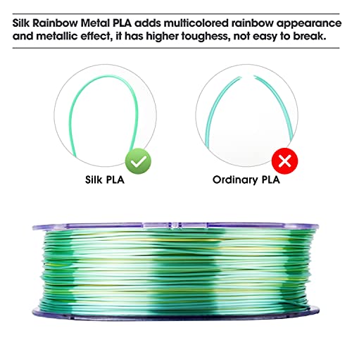 Image of eSUN Silk Rainbow Metal PLA Filament 1.75mm, Silky Multicolored 3D Printer Filament PLA, 1KG Gradient Changing Multicolor Filament for 3D Printer, Silk Rainbow Multicolor