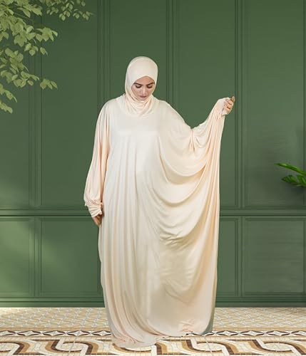 Image of Mehar Namazi Muslim Prayer Dress for Women |Modest Islamic Namaz Dress with Hijab | Soft Strechable Fabric Zunaira Farasha Namaz Outfit