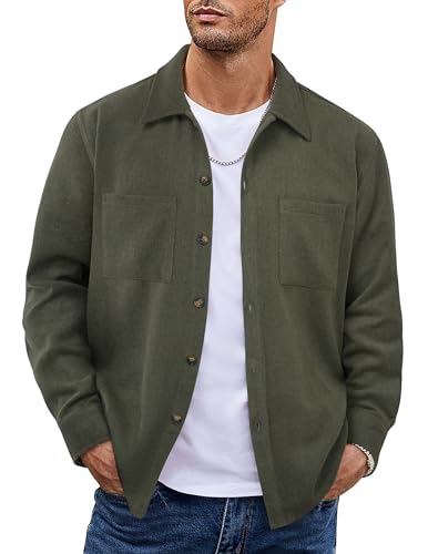 COOFANDY Men's Flannel Shirts Casual Button Down Plaid Shirt Jacket Long Sleeve Fleece Shacket with Pockets