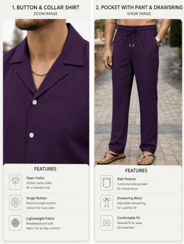 Image of TAGDO Men's Cotton Night Suit Pajama Sets | Night Pants for Man | Co-ord Set for Men |Modern Loungewear (2058)