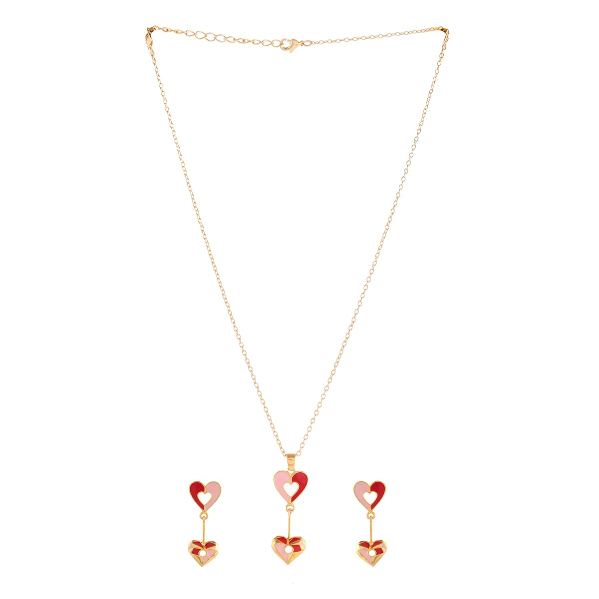 Enamelled Hearts Pendant Set