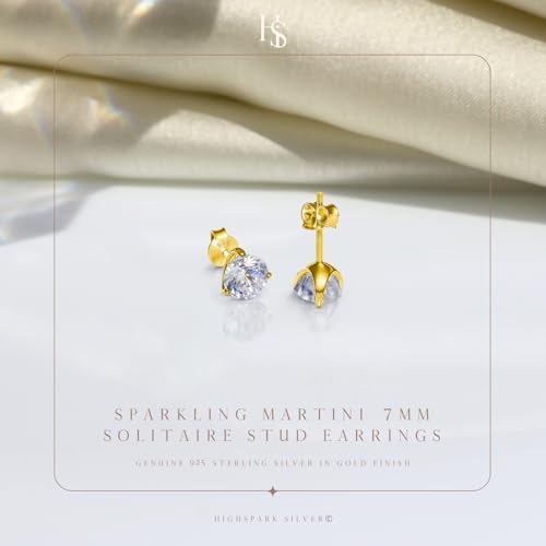 Image of HIGHSPARK 925 Silver inchSparkling Martini inch Solitaire Earrings | 92.5 Sterling Silver and Diamond like Brilliance Sparkling Zirconia | Lovely Gift