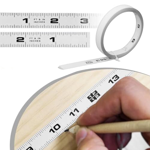 Cinta métrica adhesiva 12 pies acero carbono doble escala miniatura 2